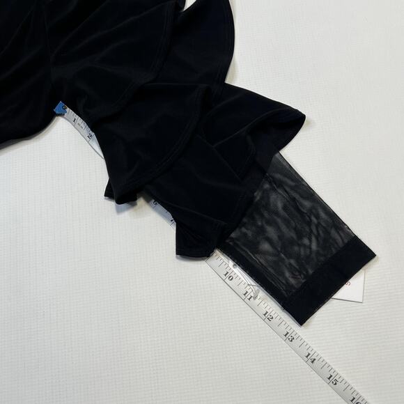 IC by Connie K Top Pants Set Womens Small Black Ruffle Sleeve Mesh Details USA - Picture 10 of 16